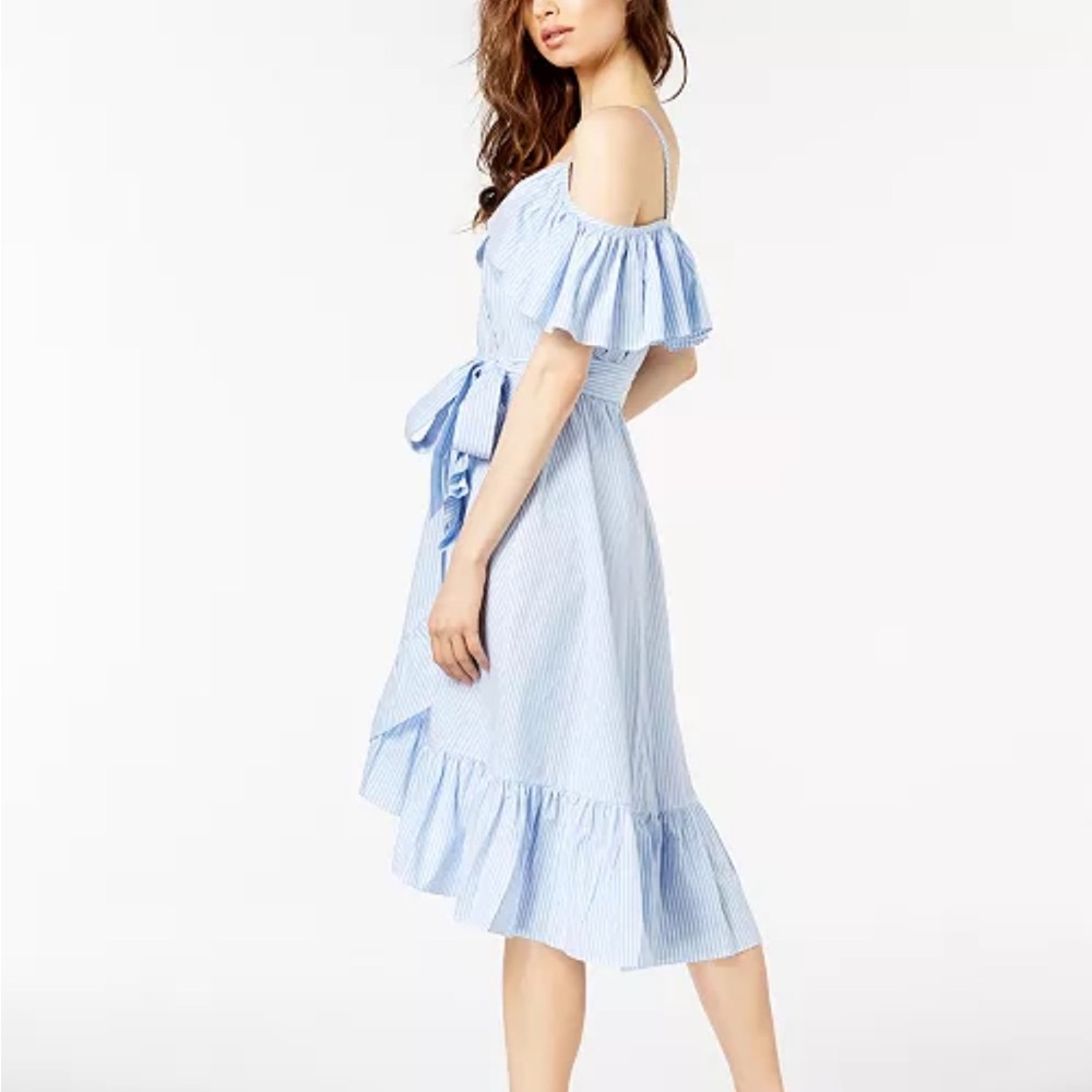 Blue Striped Ruffle Dress - Picture 3 of 6